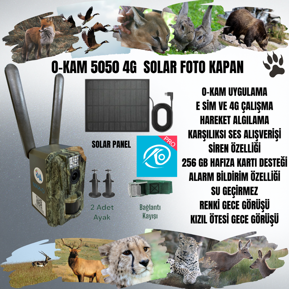 O-KAM 5050 4G SOLAR FOTOKAPAN KOLİ 50
