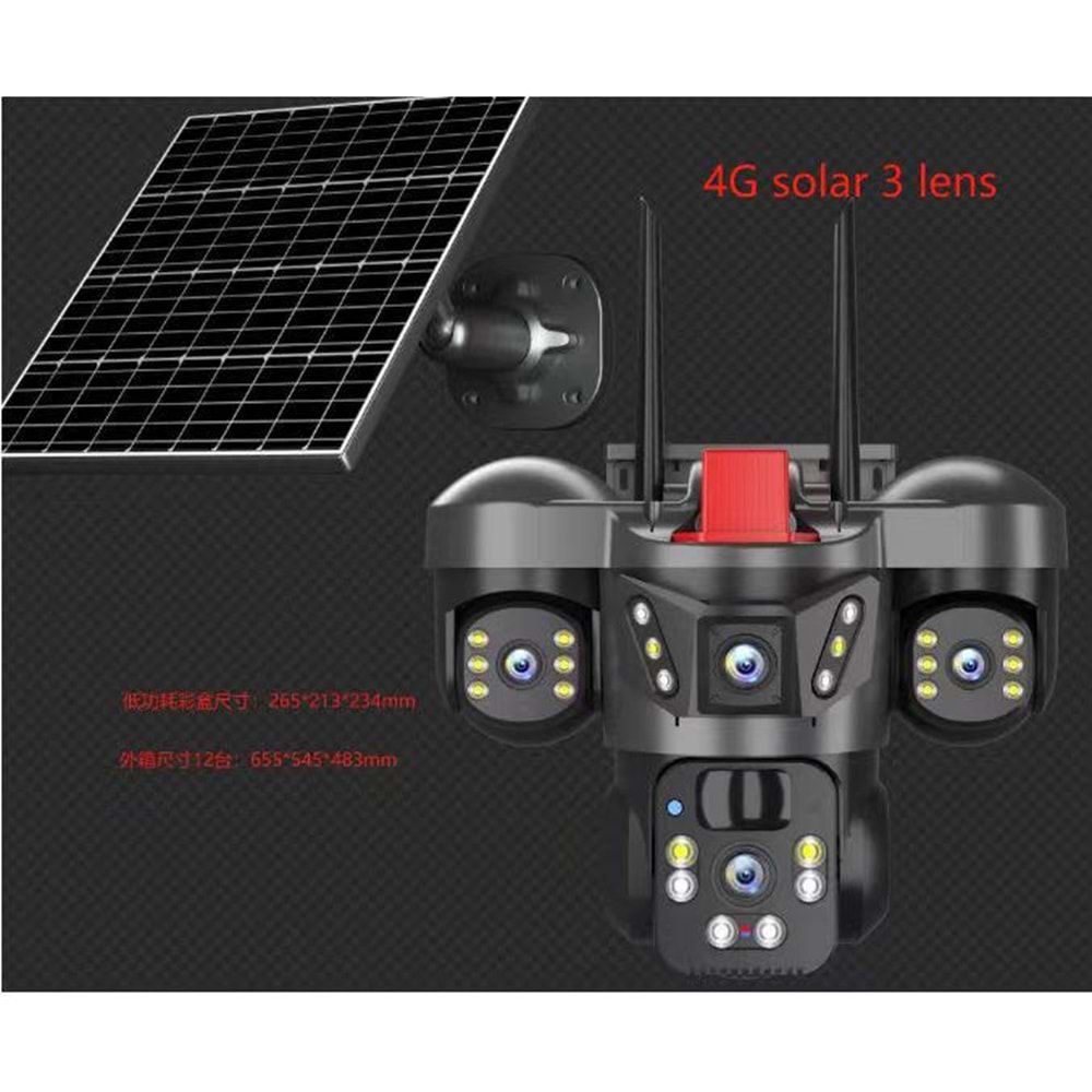 O-KAM 8050 3 LENS 4G SOLAR KAMERA MAVİ KIRMIZI IŞIKLI (7070 KASA) KOLİ 10