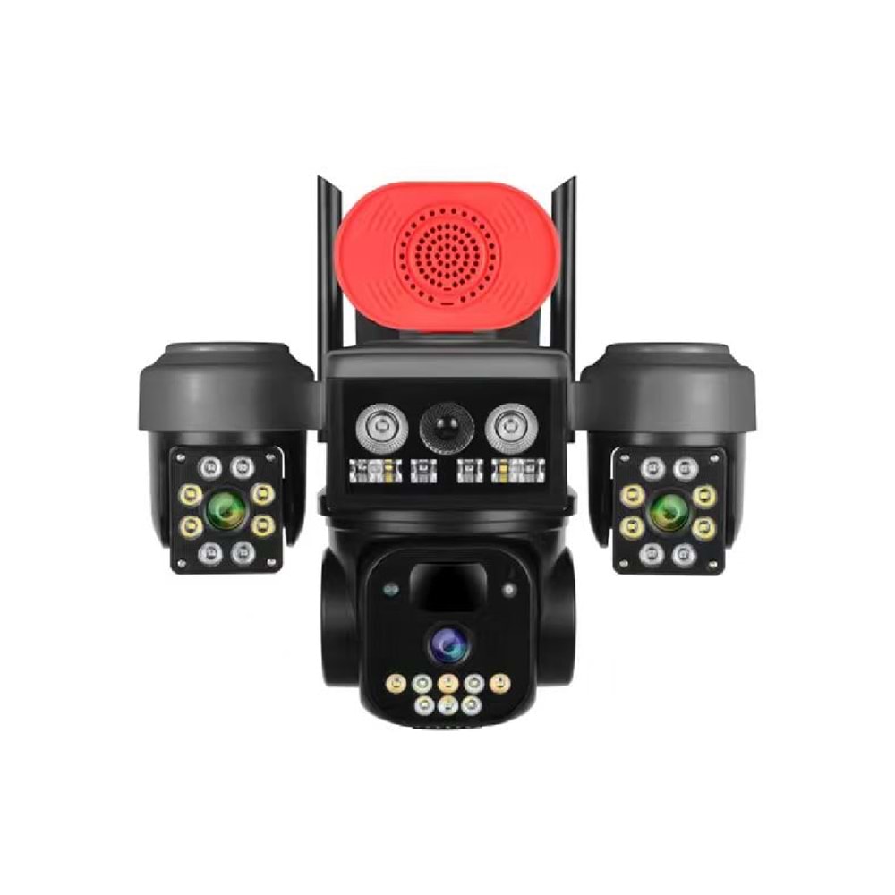O-KAM 8090 3 LENS 4G SOLAR KAMERA MAVİ KIRMIZI IŞIKLI SİRENLİ