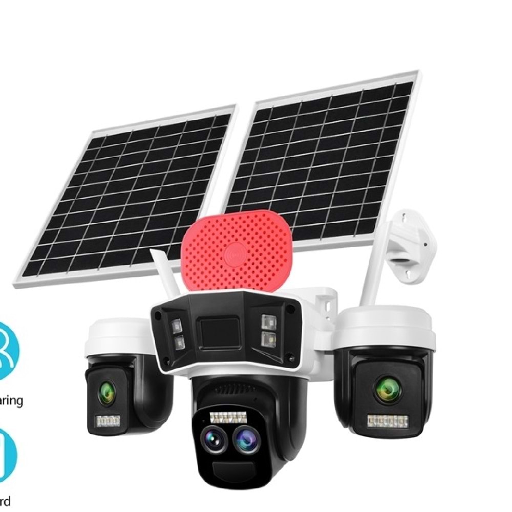 O-KAM-4075 3 LENS 10X OPTİK ZOOM SİRENLİ ÇİFT PANEL 4G KAMERA(KOLİ 15)