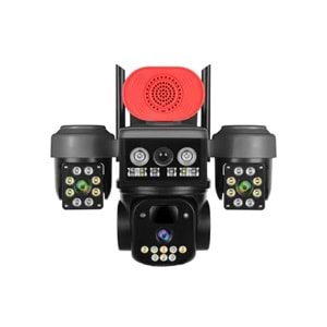 O-KAM 8090 3 LENS 4G SOLAR KAMERA MAVİ KIRMIZI IŞIKLI SİRENLİ