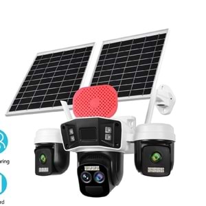O-KAM-4075 3 LENS 10X OPTİK ZOOM SİRENLİ ÇİFT PANEL 4G KAMERA(KOLİ 15)