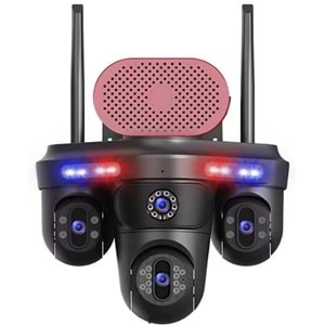 ES-705 4 LENS ÇAKARLI SİRENLİ WİFİ CAMERA KOLİ 12