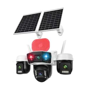 OK-S-335PREMiUM4G SİRENLİ 4G 4 LENS AOV SOLAR ÇİFT PANEL BEYAZ