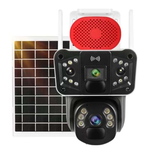 O-KAM-3915 4G 6MP Dual Lens Solar PTZ Camera BEYAZ (KOLİ 12 ADET)