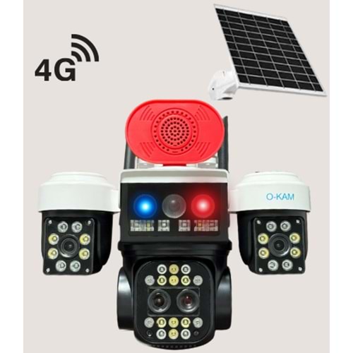 O-KAM 5051 3 LENS 10X OPTİK ZOOM 4G SOLAR RED SPEAKER PTZ KAMERA