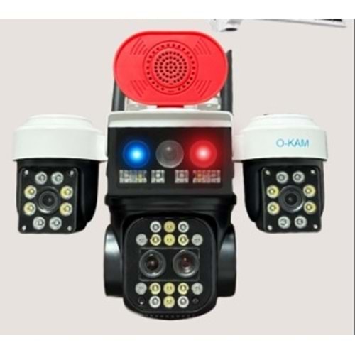 O-KAM 8095 3 LENS SİRENLİ ÇAKARLI WİFİ SOLAR (KOLİ 10 )