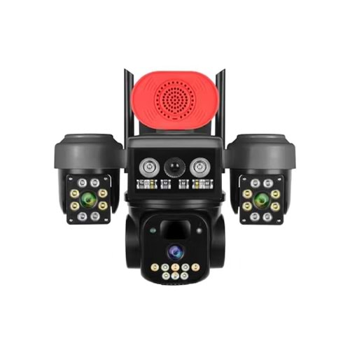 O-KAM 8090 3 LENS 4G SOLAR KAMERA MAVİ KIRMIZI IŞIKLI SİRENLİ