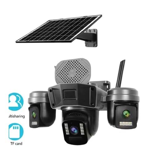 O-KAM-5210 WİFİ SOLAR 3 LENS SİRENLİ(KOLİ 15)