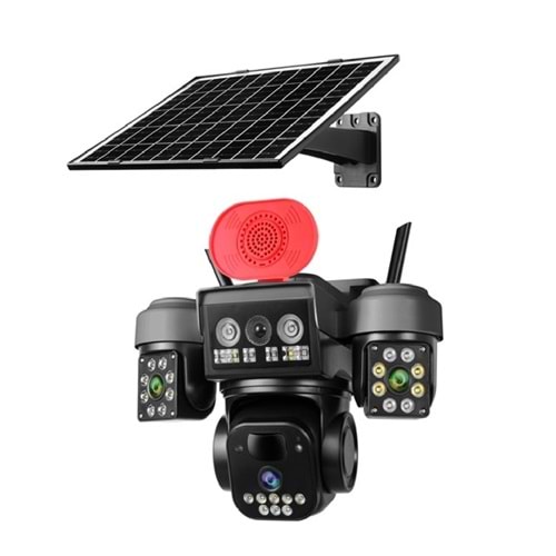 O-KAM-5220 WİFİ SOLAR 3 LENS SİRENLİ ÇAKARLI(KOLİ 12)