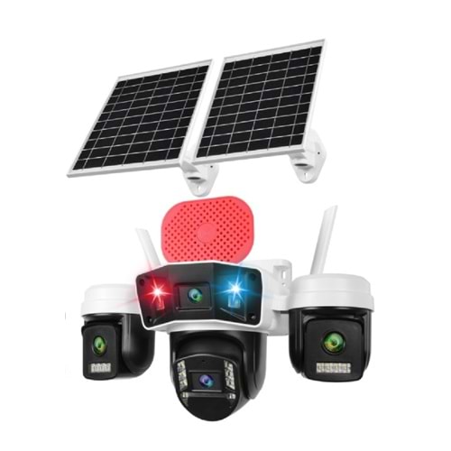 OK-S-335PREMiUM4G SİRENLİ 4G 4 LENS AOV SOLAR ÇİFT PANEL BEYAZ