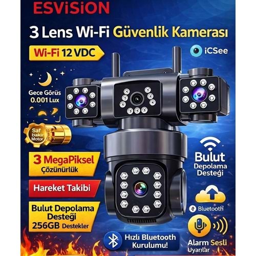 ES-9002 WİFİ CAMERA 3 LENS ESVISION KAMERA (KOLİ12)