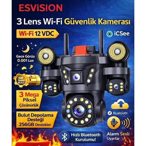 ES-9003 WİFİ CAMERA 3 LENS ESVISION KAMERA (KOLİ12)